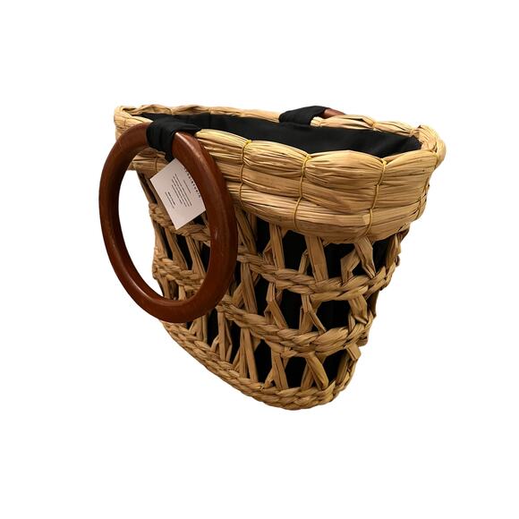 Sensi Studio Tan Handwoven Straw Bag Circle Handle - Picture 7 of 10